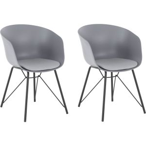 Lot de 2 chaises design Teydis Plastique Gris et Métal Noir