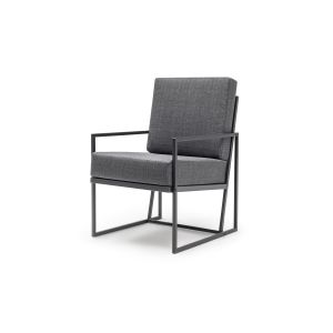 Fauteuil de jardin minimaliste Magry Lin Anthracite et Métal Noir