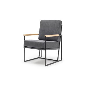 Fauteuil de jardin minimaliste Akayni Lin Anthracite et Métal Noir