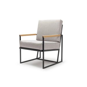 Fauteuil de jardin minimaliste Akayni Lin Anthracite et Métal Noir