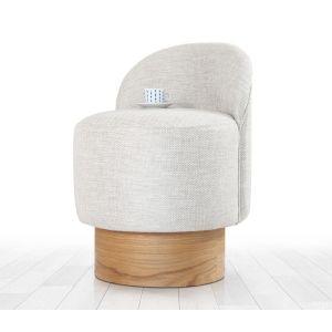 Pouf design Sada Bois clair et Tissu Gris clair