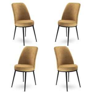 Lot de 4 chaises Olgino Velours Cappuccino et Métal Noir