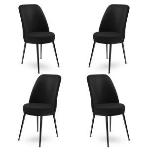 Lot de 4 chaises Olgino Velours et Métal Noir