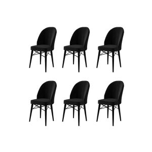 Lot de 6 chaises Veriso Velours et Métal Noir