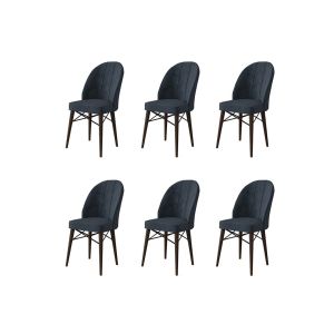 Lot de 6 chaises Veriso Velours Anthracite et Métal Marron