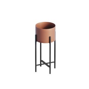 Cache-pot / Bougeoir Design avec support Belin Métal Noir et Cuivre