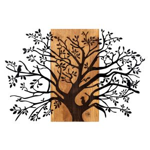 Décoration murale Chiara L85xH58cm Arbre Métal Noir et Bois foncé