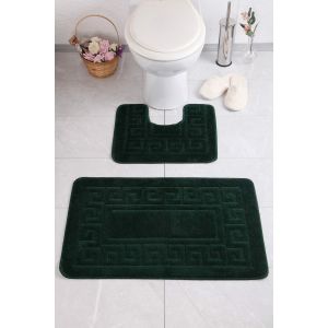 Set de 2 tapis de salle de bain Bottova Motif Romain en relief Vert foncé