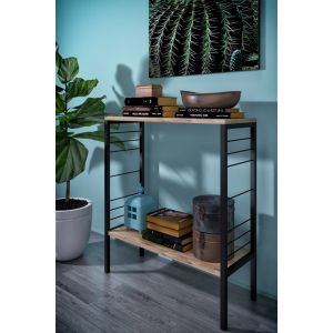 Console style industriel Iroko L73cm Bois clair et Métal Noir