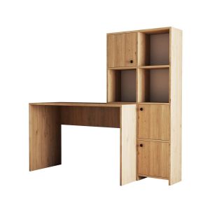 Bureau avec bibliothèque intégré à droite Merory L146cm Chêne clair