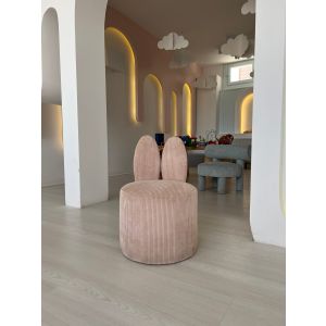 Pouf lapin pour enfant Bunny D39cm Velours côtelé Rose poudré