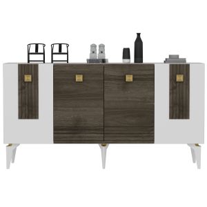 Buffet moderne Filuna Blanc et Bois foncé