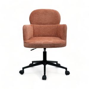 Fauteuil de bureau pivotant ajustable en hauteur Geslin Tissu bouclette Orange et Métal Noir