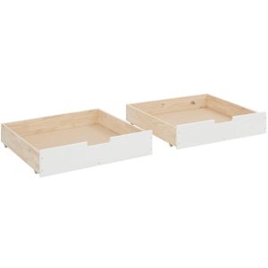 Lot de 2 tiroirs de lit avec roulettes Callini L97xH20cm Blanc