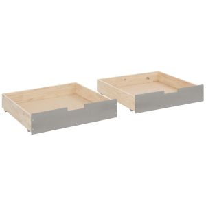 Lot de 2 tiroirs de lit avec roulettes Callini L97xH20cm Gris