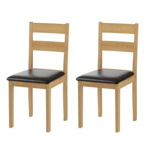 Lot de 2 chaises style campagnard Lowine Chêne clair