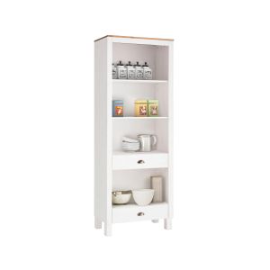 Meuble à étagères style classique avec 2 tiroirs Palosc L75xH205cm Pin Blanc