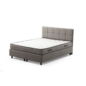 Lit simple à sommier relevable Testin 90x190cm Velours Gris clair