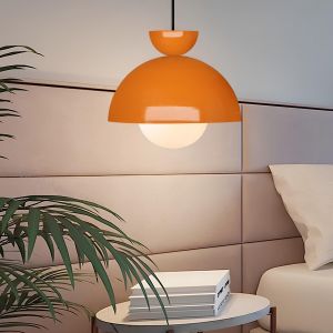 Suspension style coupole en métal et verre Capelina Ø25cm Orange