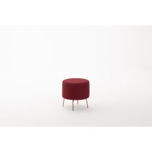 Tabouret Baeza D40cm Métal Or et Tissu Rouge bordeaux