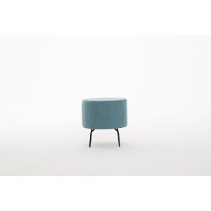 Tabouret Baeza D40cm Métal Or et Tissu Turquoise