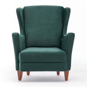 Fauteuil Fernanda Bois massif Naturel et Tissu Vert