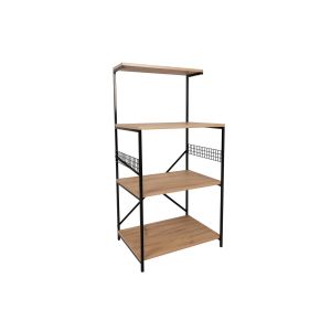 Meuble de cuisine à étagères style industriel Bel L60xH124cm Bois clair et Métal Noir