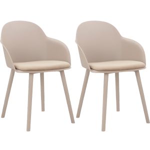 Lot de 2 chaises design avec accoudoirs Shaiko Velours Beige