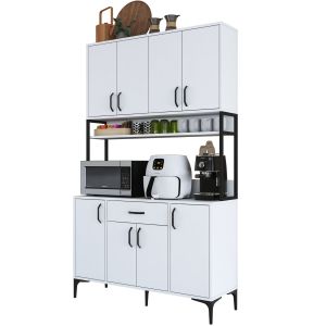 Buffet de cuisine 8 portes et 1 tiroir Ariane L120cm Blanc