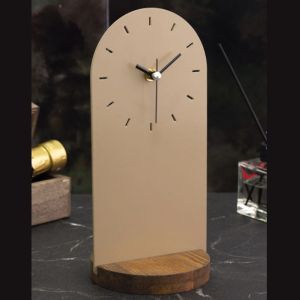 Horloge à poser Lullye L12xH25cm Marron clair et Bois foncé