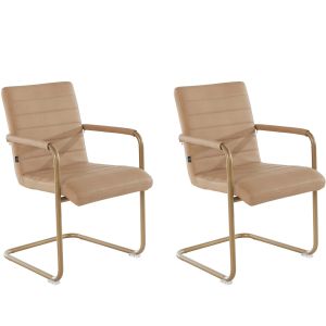 Lot de 2 chaises design Eliza Simili et Métal Beige foncé