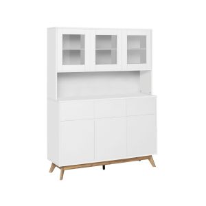 Vaisselier moderne style scandinave avec portes et tiroirs L120cm Skados Blanc