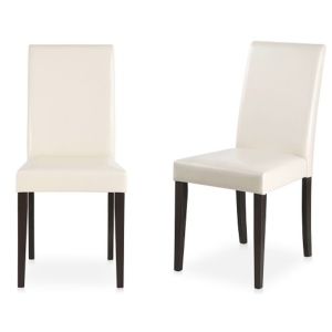 Lot de 2 chaises Luku Tissu Crème et Pin massif Marron foncé