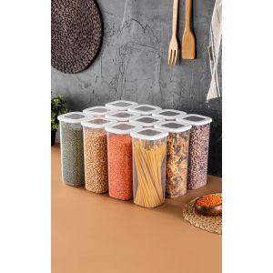 Lot de 12 boîtes de conservation Vezan 1,75L Blanc et transparent