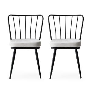 Lot de 2 chaises Gino Métal Noir et Velours Gris