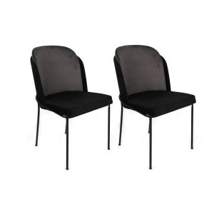 Lot de 2 chaises Kymil Métal et Velours Gris