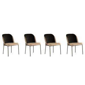 Lot de 4 chaises Argula Velours Beige et Noir