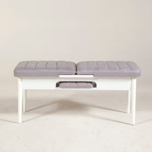 Banc capitonné Scamnum Bois Blanc et Taupe