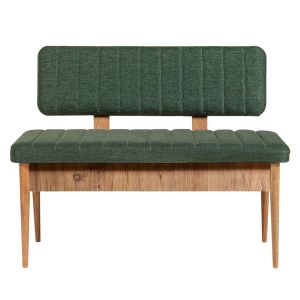 Banquette-coffre capitonnée avec dossier L110cm Scamnum Bois clair et Tissu Vert forêt