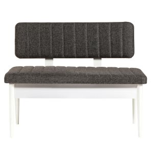 Banquette-coffre capitonnée avec dossier L110cm Scamnum Blanc et Tissu Anthracite