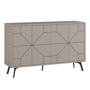 Buffet bas Santos 123cm Bois motif géométrique Taupe