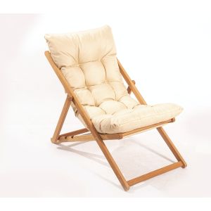 Chaise de jardin Purrault Bois massif clair et Tissu Blanc crème