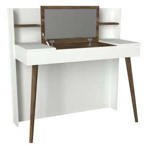 Coiffeuse avec miroir Unera Bois Naturel et Blanc