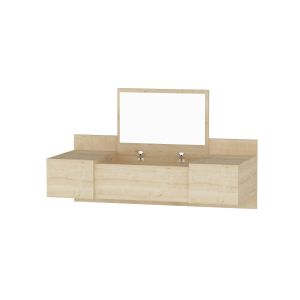 Coiffeuse murale Nelfa avec miroir en bois Chêne clair