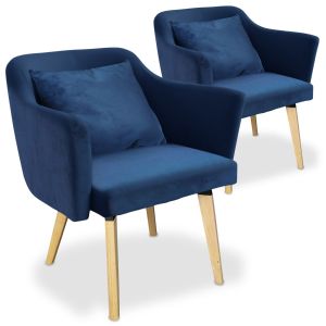 Lot de 2 fauteuils scandinaves Baban Tissu Bleu