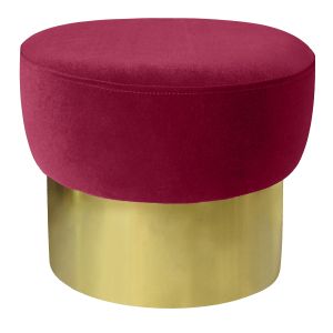 Tabouret Vaertai Velours Rouge Pied Or