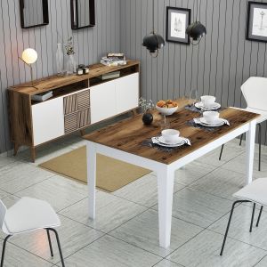 Ensemble buffet et table à manger Kaltes Blanc et Bois