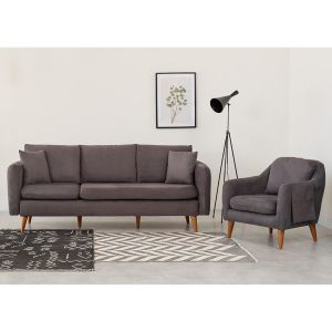 Ensemble fauteuil et canapé 3 places Meganisi Velours Gris foncé