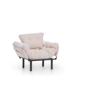 Fauteuil avec accoudoirs mobiles Tresa Velours Blanc crème