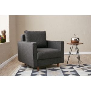 Fauteuil moderne Evania Tissu Gris Anthracite